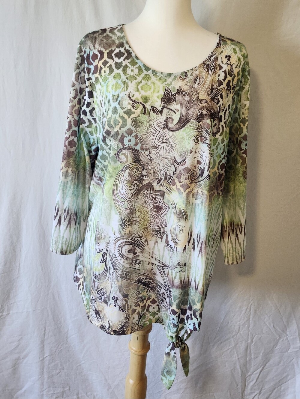 Alia Women's Tie-Hem Paisley & Animal Print Top - Green Multi